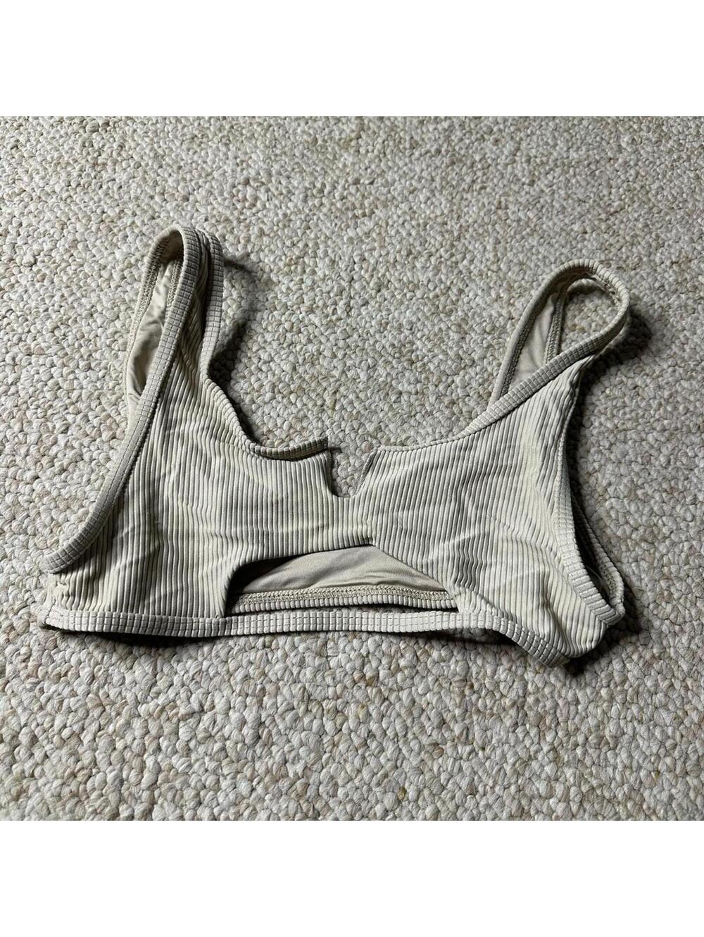 Frankies Bikinis Women's Cream and Tan Bikini top